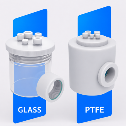 Optical electrochemical cell with glass body and PTFE sealing system