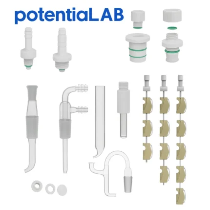 FF-1 Five-Neck Electrolysis Cell Accessories – F-Type Gas Inlet/Outlet Tube, Salt Bridge, Liquid Seal 14#/19# PTFE Stopper, Luggin Capillary Tube