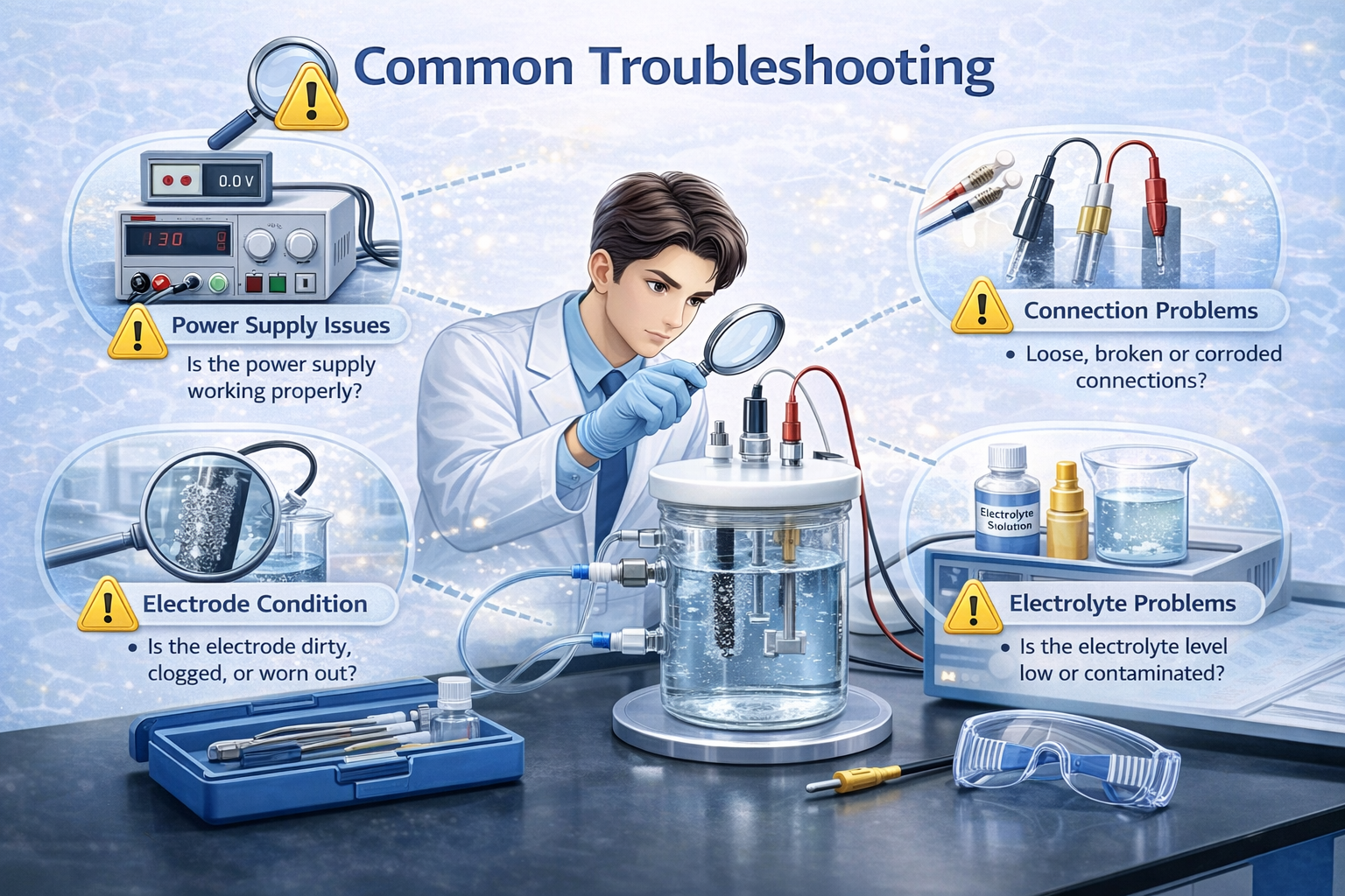 Electrochemical troubleshooting flow
