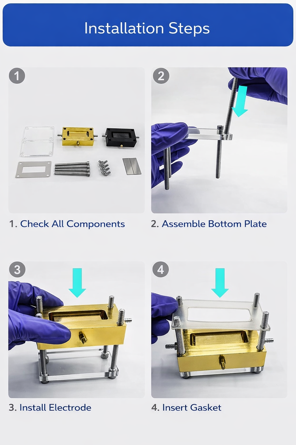 Installation step 1 of square flow battery mold kit