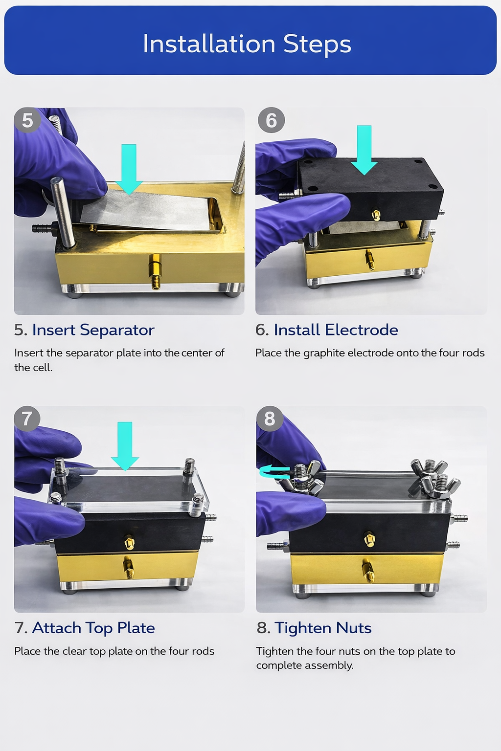 Installation step 2 of square flow battery mold kit