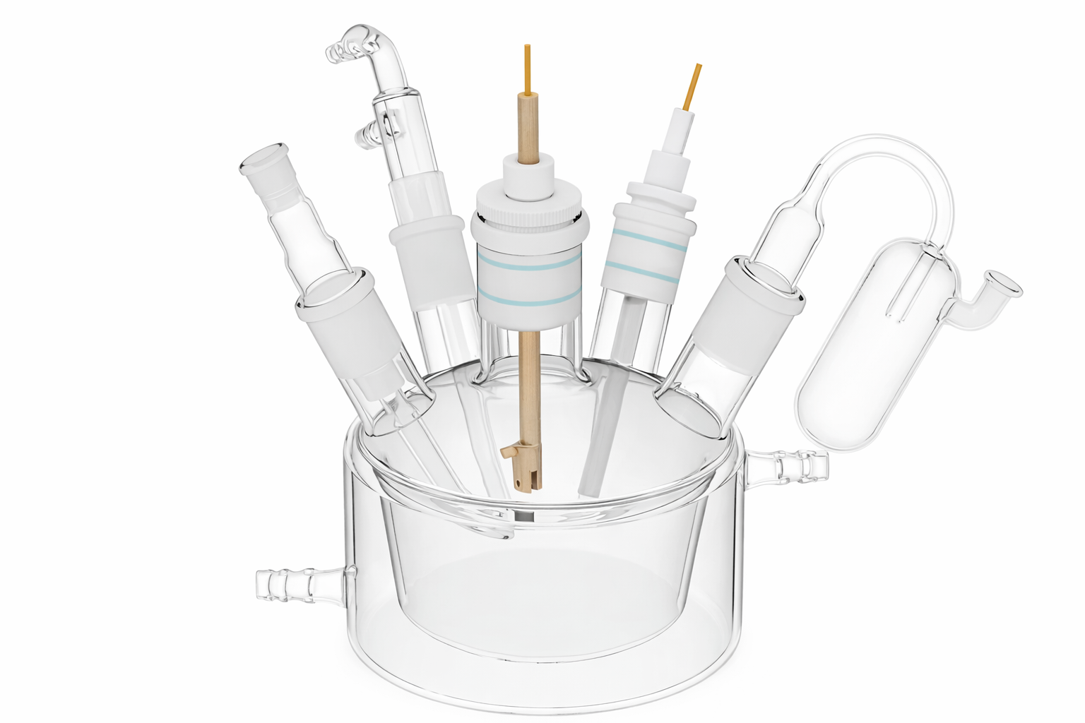 Five-port jacketed sealed electrochemical cell