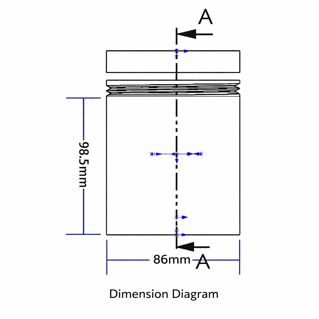 Hermetic electrical feedthrough cell side view