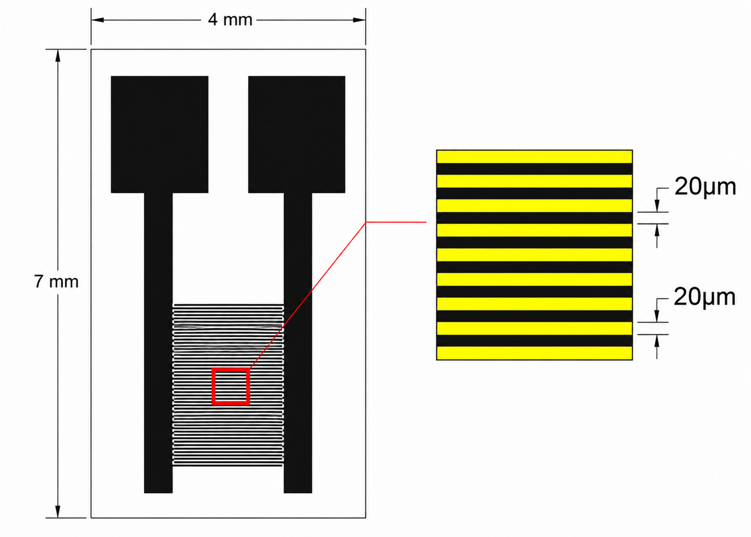 silicon based interdigitated electrode capacitive array for MEMS gas humidity and biological sensors