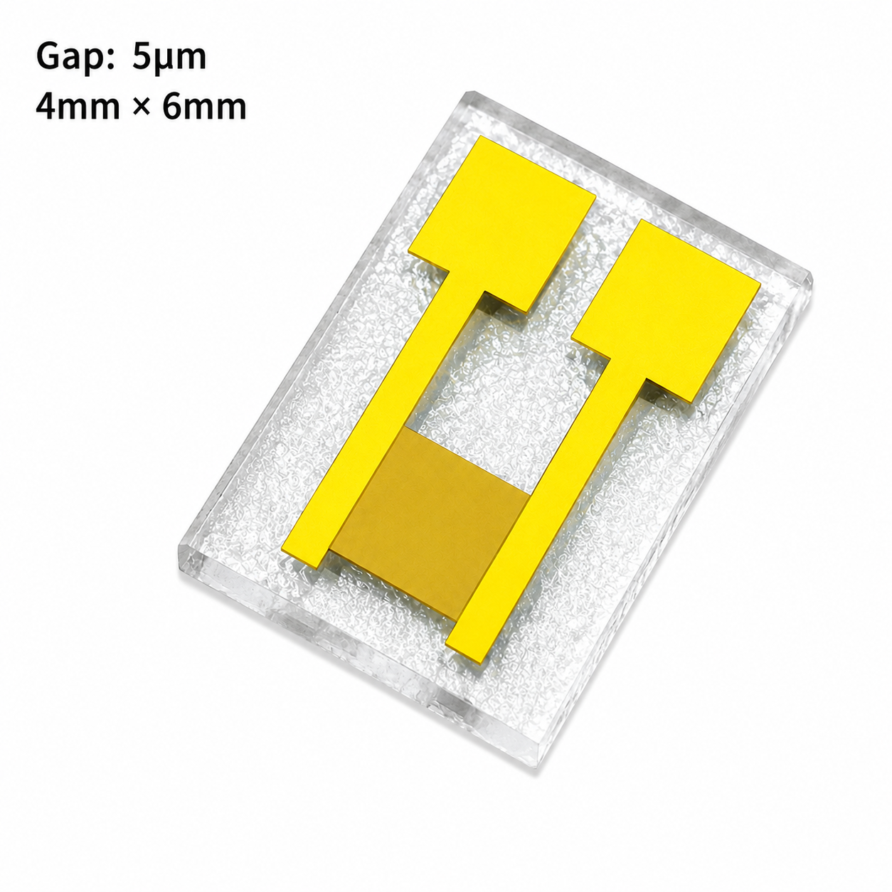 5 micron transparent interdigitated electrode on quartz glass for gas humidity biosensing applications
