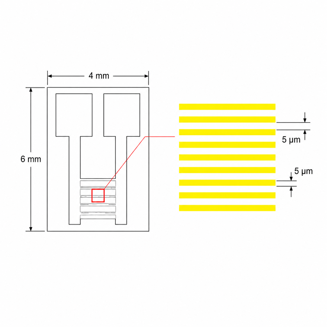 transparent quartz glass IDE electrode for gas humidity and biological sensing detection
