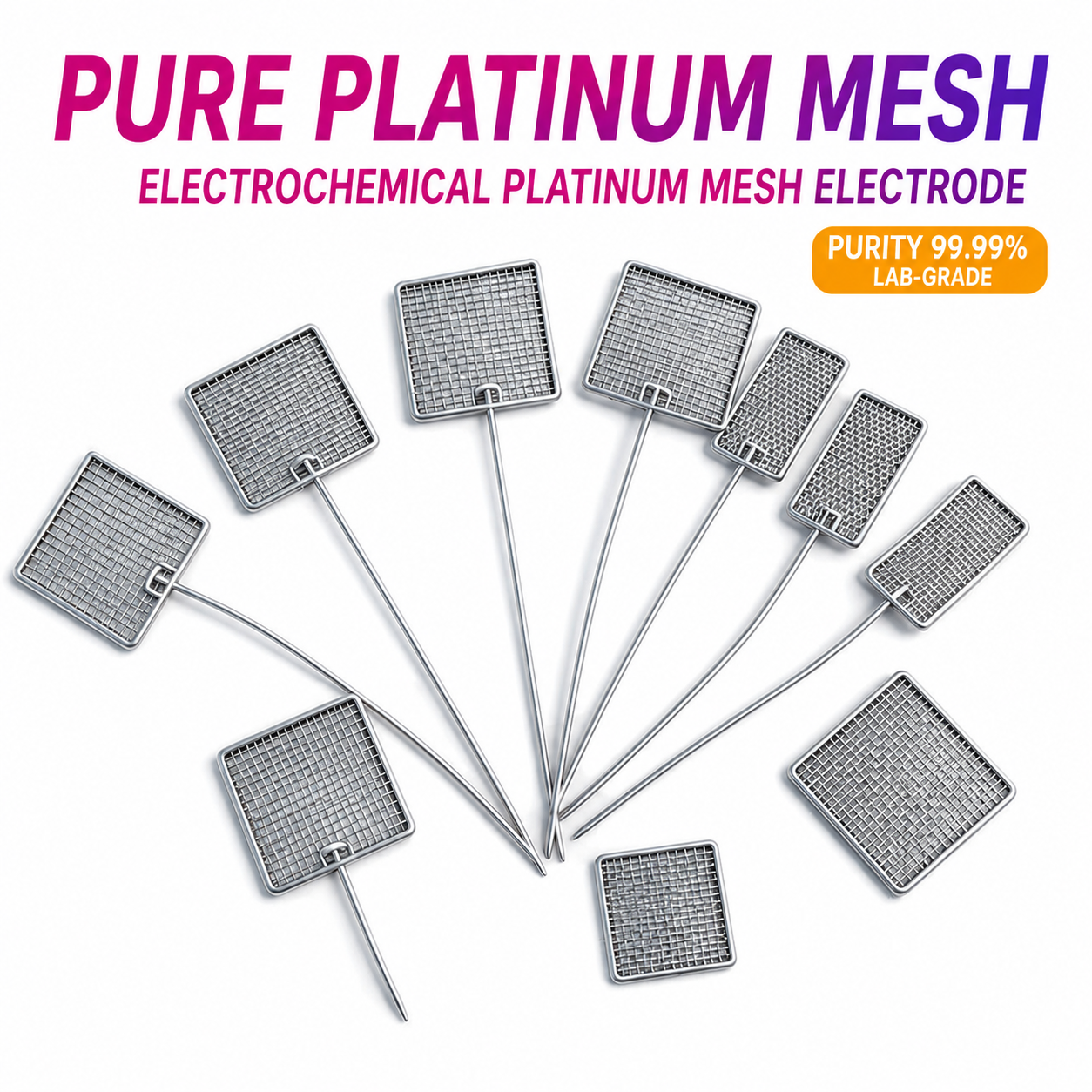 Pure platinum mesh electrode with welded platinum wire connection